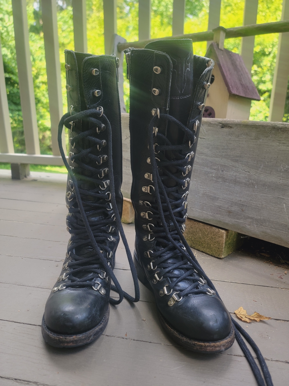 Frye Rogan Black Tall Lace-Up Combat Boots Military Bohobocentric  Sz 6m